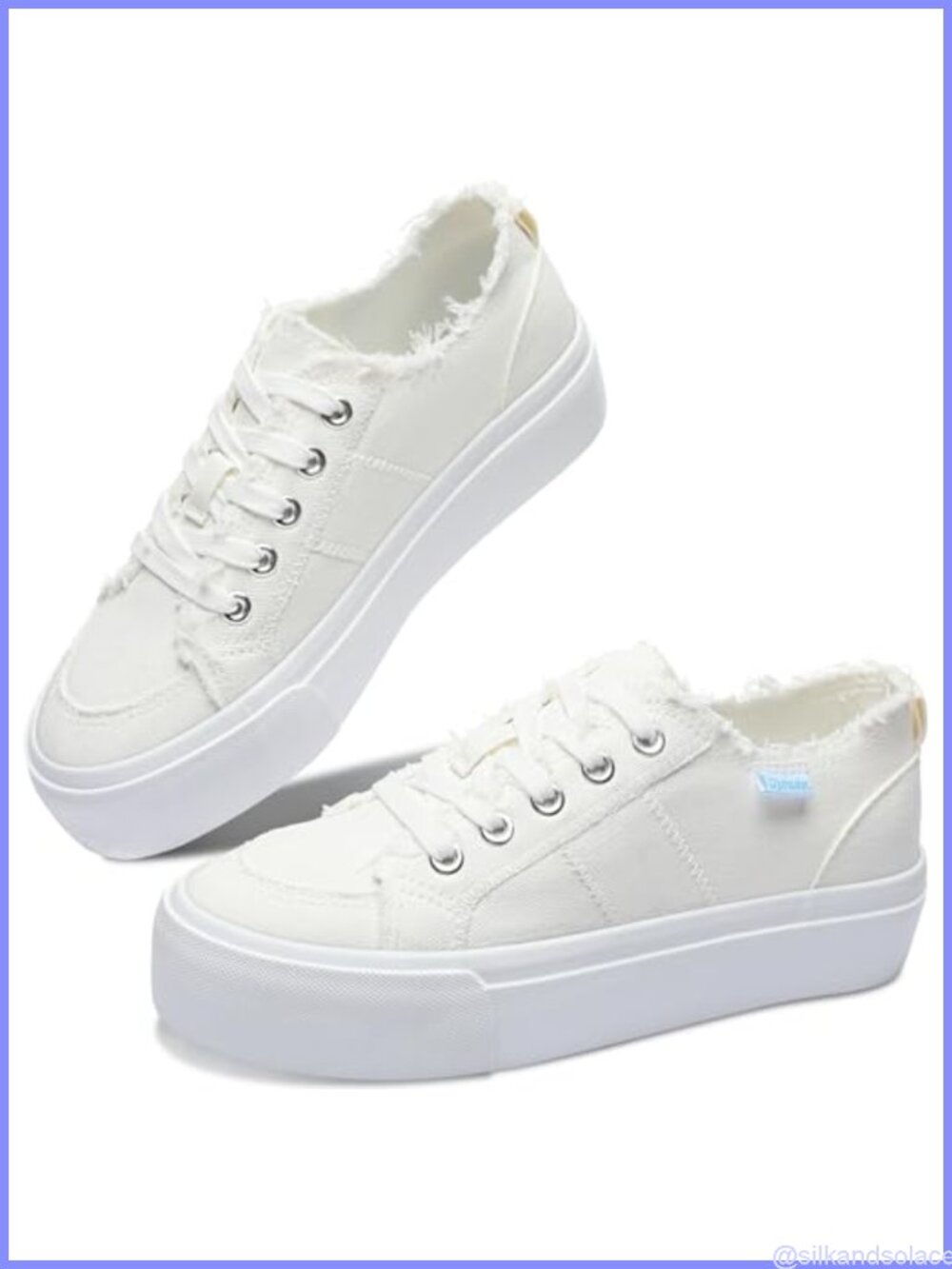 Women Platform Canvas Sneakers Lace Up Low Top Walking Shoes